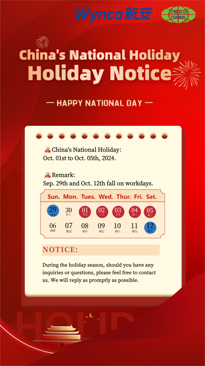 Notice of Holiday China National Day 2024